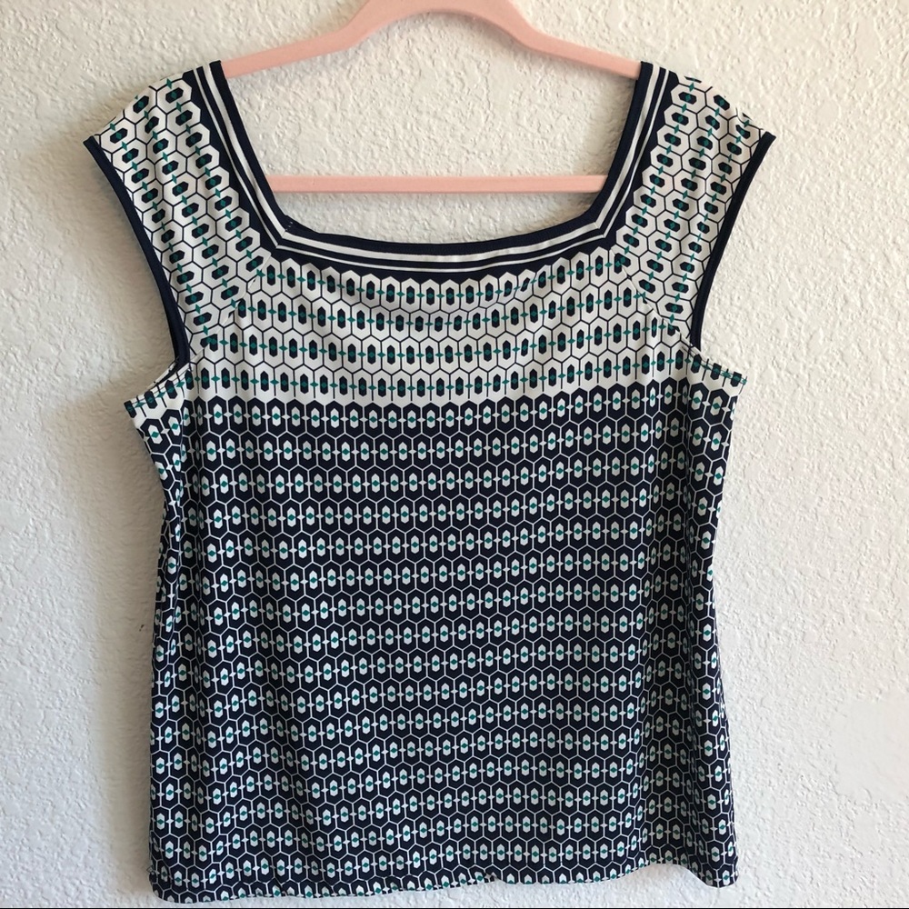 MAX STUDIO Sleeveless Square Neck Patterned Shell